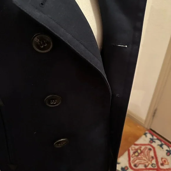Burberry Blue Double Breasted Peacoat with Wide Lapel - Picture 2 of 11
